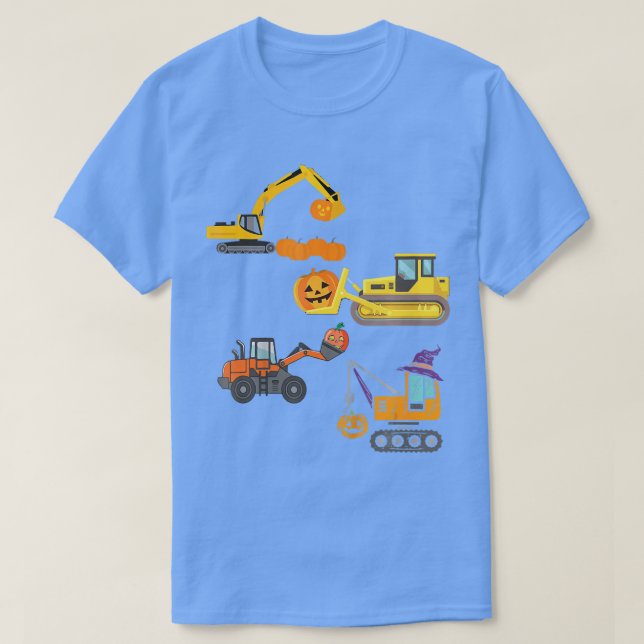 Construction Vehicle Halloween Crane Truck Pumpkin T-Shirt (Design Front)