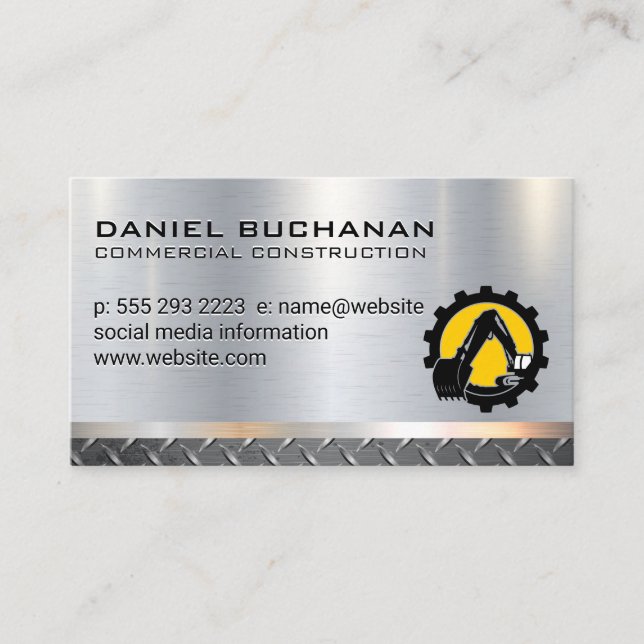 Construction Vehicle | Heavy Machinery Logo Business Card (Front)