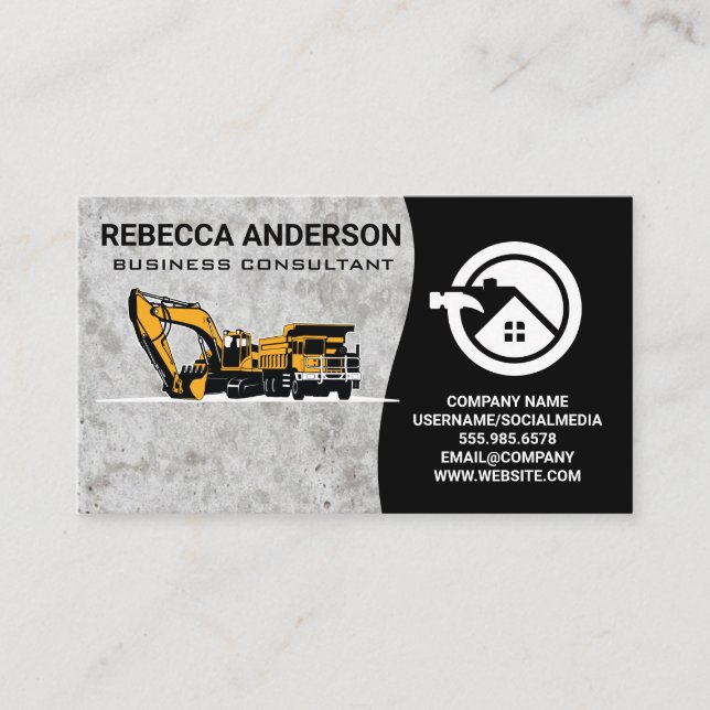 Construction Vehicle | Home Construction Business Card (Front)