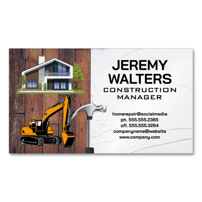 Construction Vehicle | Home Improvement  Business Card Magnet (Front)