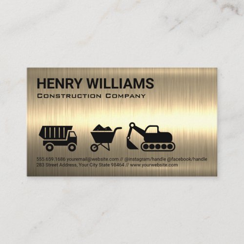 Construction Vehicle Icons  Gold Metallic Appointment Card