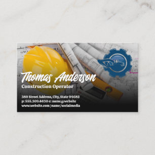 Construction Vehicle Logo Blueprints Business Card