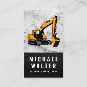 Construction Vehicle Marble Leather Business Card