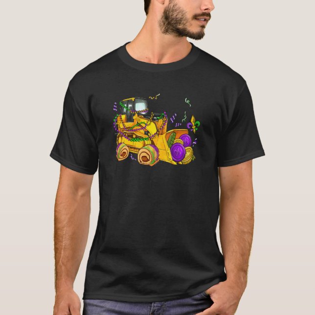 Construction Vehicle Mardi Gras Toddlers Boys T-Shirt (Front)