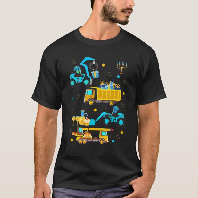 Construction Vehicle Menorah Hanukkah Chanukah Tod T-Shirt (Front)