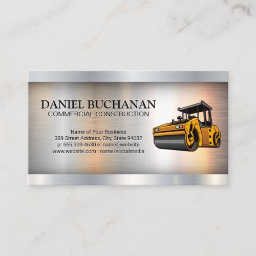 Construction Vehicle  Metallic Industrial Business Card