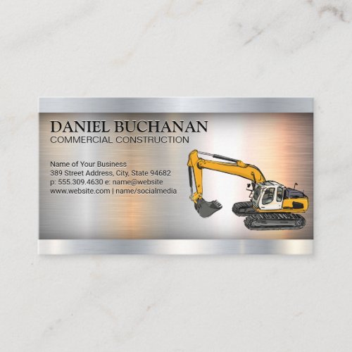 Construction Vehicle  Metallic Industrial  Business Card
