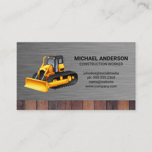Construction Vehicle  Metallic Wood Business Card