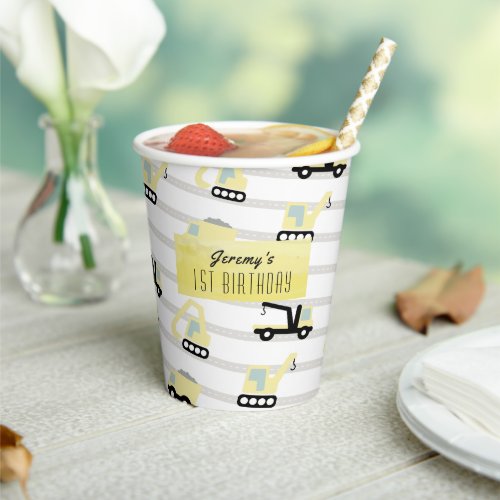 Construction Vehicle Pattern Birthday Paper Cups