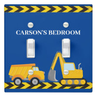 Construction Vehicle Personalized Blue Boys Room