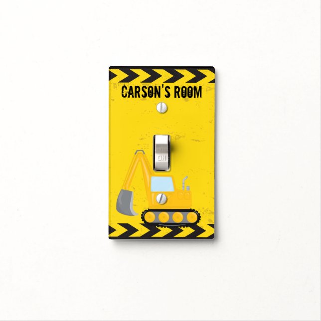 Construction Vehicle Personalized Kids Bedroom Light Switch Cover (In Situ)
