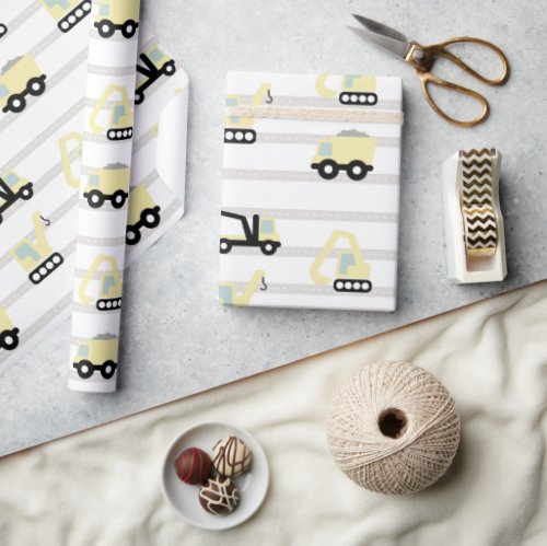 Construction Vehicle  Road Pattern Wrapping Paper