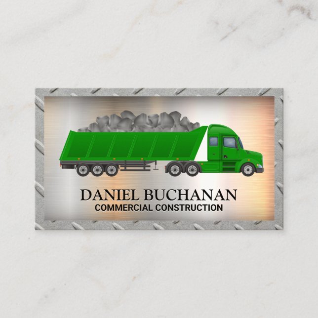 Construction Vehicle | Steel Grid Border Business Card (Front)
