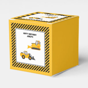 Construction Vehicle Trucks Gold and Black Custom Favor Boxes