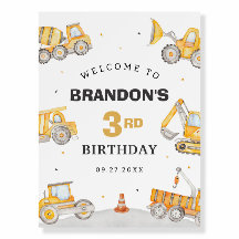 Construction Vehicle Welcome sign Foam Board