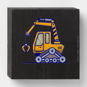 Construction Vehicle Wooden Box Sign