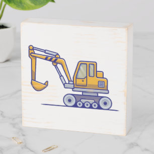 Construction Vehicle Wooden Box Sign