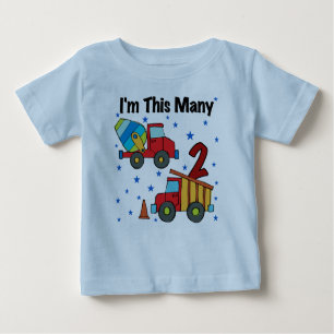 Construction Vehicles 2nd Birthday Gifts Baby T-Shirt