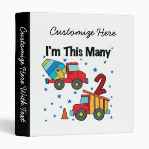 Construction Vehicles 2nd Birthday Gifts Binder
