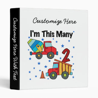 Construction Vehicles 2nd Birthday Gifts Binder
