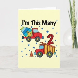 Construction Vehicles 2nd Birthday Gifts Card