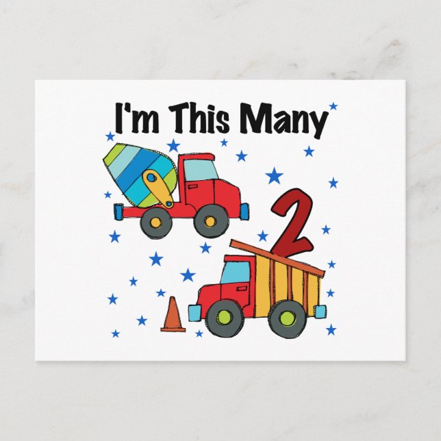 Construction Vehicles 2nd Birthday Gifts Postcard (Front)