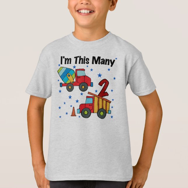 Construction Vehicles 2nd Birthday Gifts T-Shirt (Front)