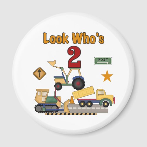 Construction Vehicles 2nd Birthday Magnet