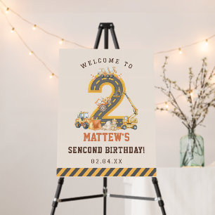 Construction Vehicles 2nd Birthday Party Foam Board