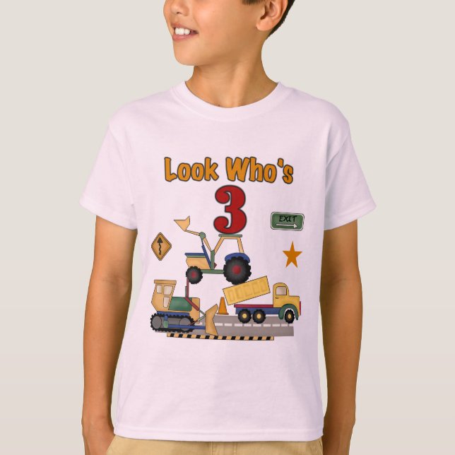 Construction Vehicles 3rd Birthday Tshirts (Front)