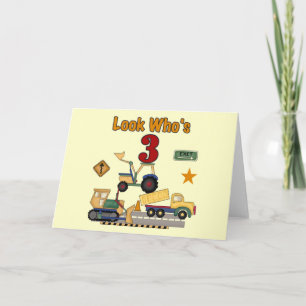 Construction Vehicles 3rd Birthday Tshirts Card