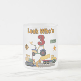 Construction Vehicles 3rd Birthday Tshirts Frosted Glass Coffee Mug
