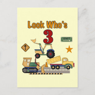 Construction Vehicles 3rd Birthday Tshirts Postcard