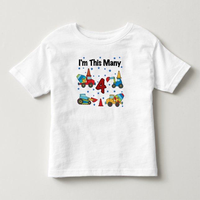 Construction Vehicles 4th Birthday T-shirts (Front)