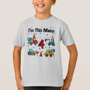 Construction Vehicles 4th Birthday T-shirts