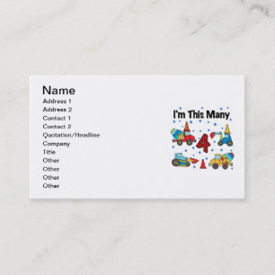 Construction Vehicles 4th Birthday T-shirts Business Card