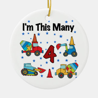 Construction Vehicles 4th Birthday T-shirts Ceramic Ornament