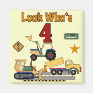 Construction Vehicles 4th Birthday Tshirts Magnet