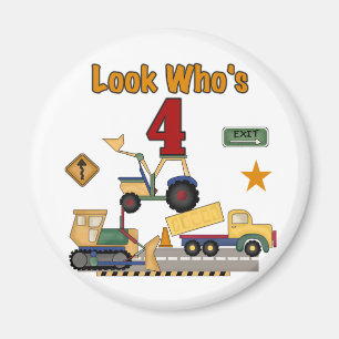 Construction Vehicles 4th Birthday Tshirts Magnet