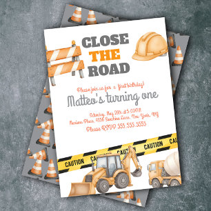 Construction Vehicles Birthday Dump Truck Invitation