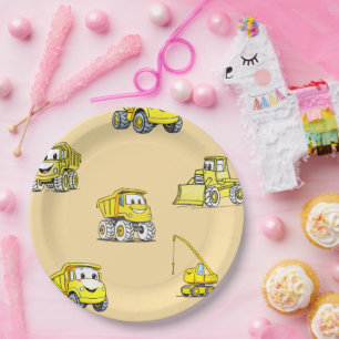 Construction Vehicles birthday Paper Plates