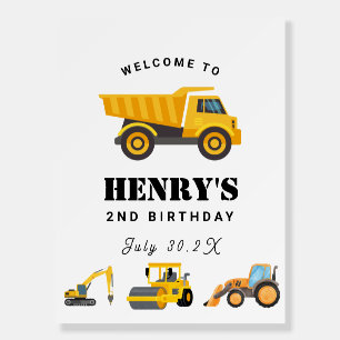 Construction Vehicles Birthday Party Welcome Sign
