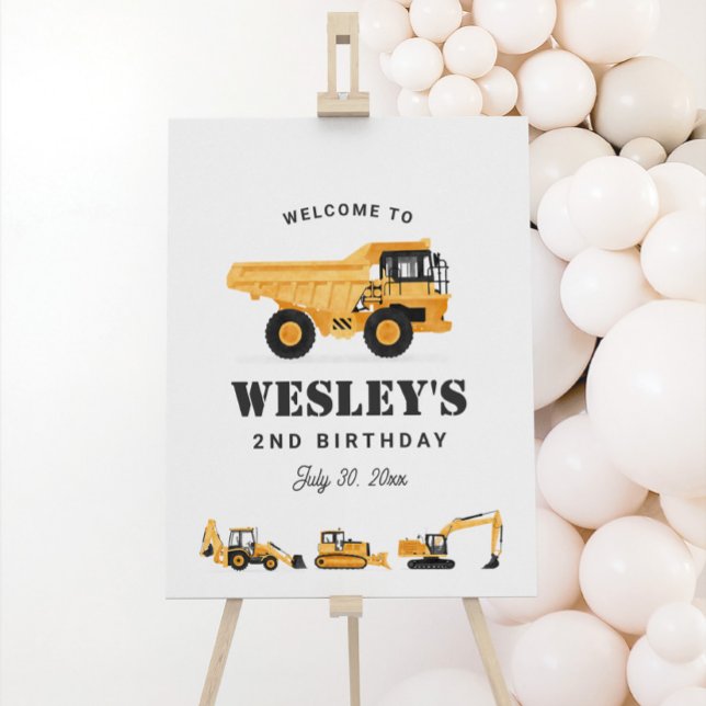 Construction Vehicles Birthday Party Welcome Sign (Creator Uploaded)