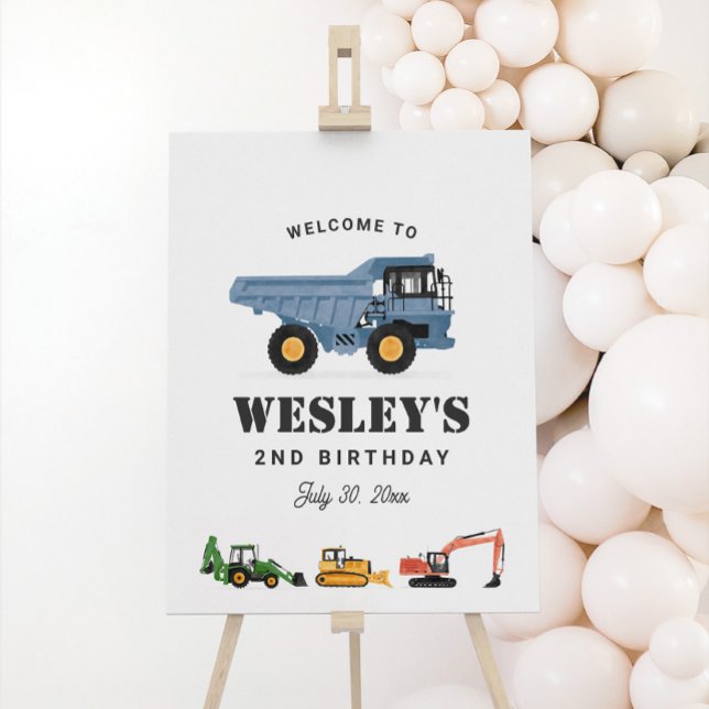 Construction Vehicles Birthday Party Welcome Sign (Creator Uploaded)