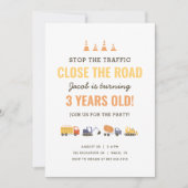 Construction Vehicles Boy Birthday Party Invitatio Invitation (Front)