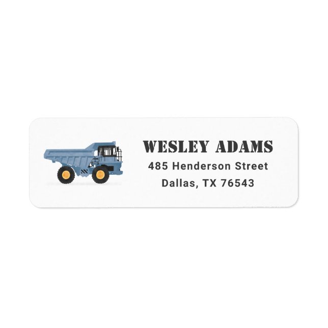 Construction Vehicles Boy Birthday Party Label (Front)