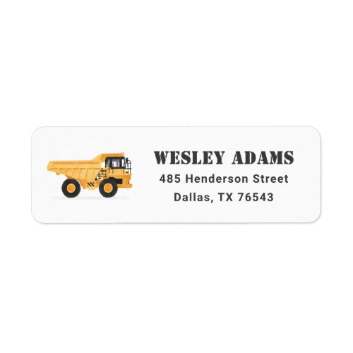 Construction Vehicles Boy Birthday Party Label