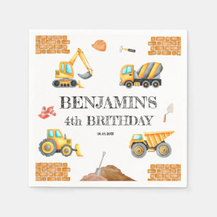 Construction Vehicles Boy Birthday Party Napkins