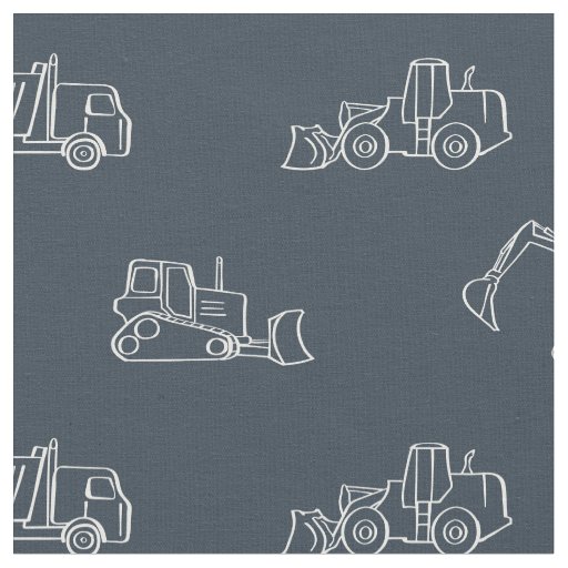 Construction Vehicles Builder Boy Truck Dark Blue Fabric