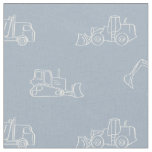 Construction Vehicles Builder Boy Truck Light Blue Fabric